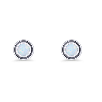 Minimalist 6.8mm Lab Created White Opal Bali Stud Earring 925 Sterling Silver Wholesale